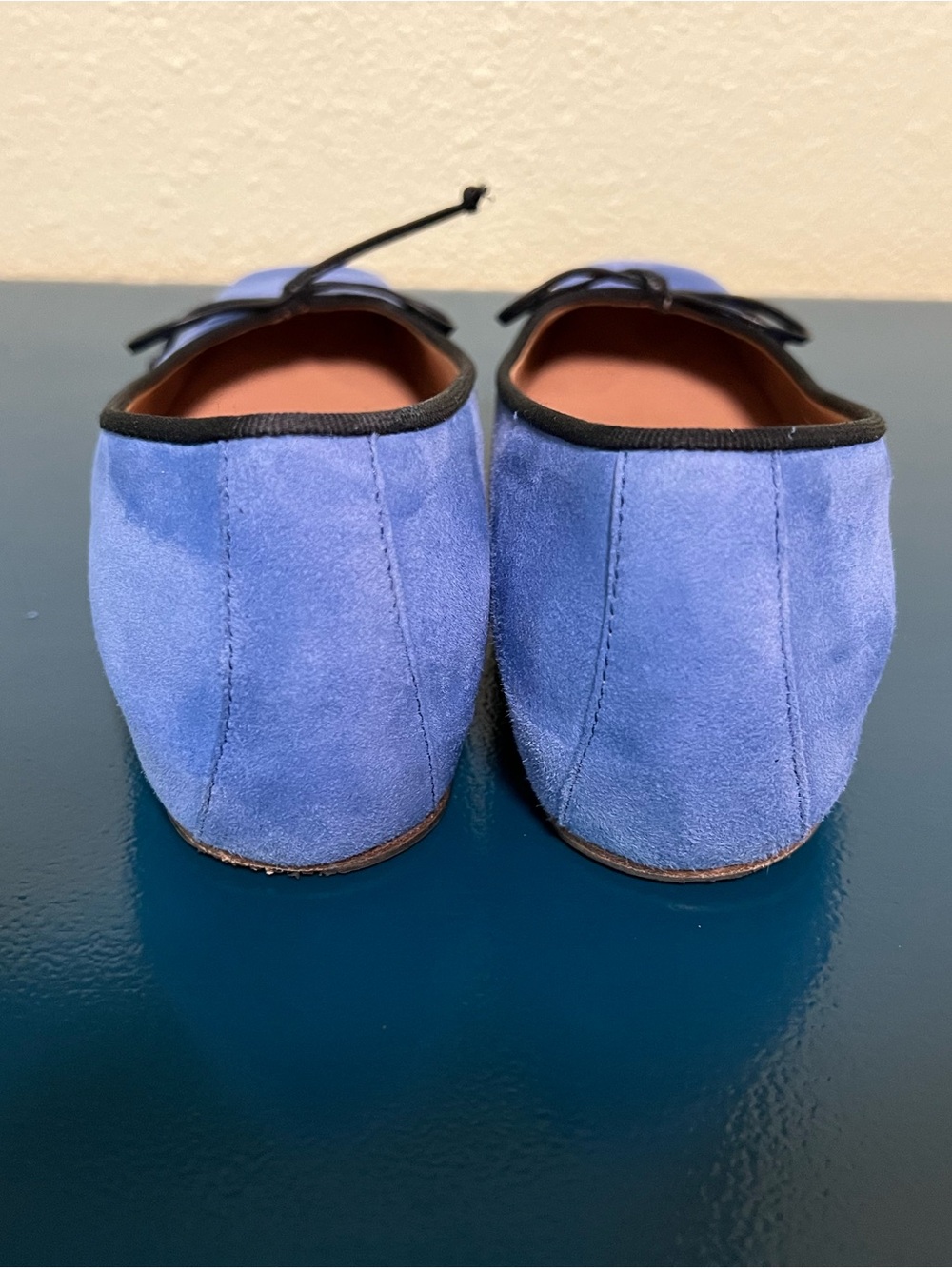 M Geni Danza Blue Suede Ballet Flats with Bow - Picture 4 of 8